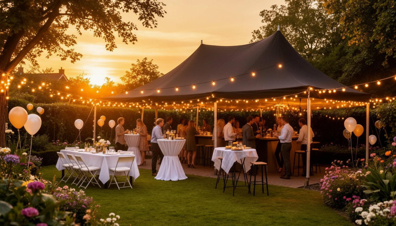 Partytent opgebouwd voor bruiloft